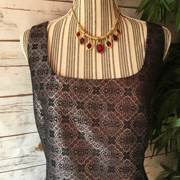 Victor Costa Metallic Sheath Dress Size 14 - Picture 5 of 9